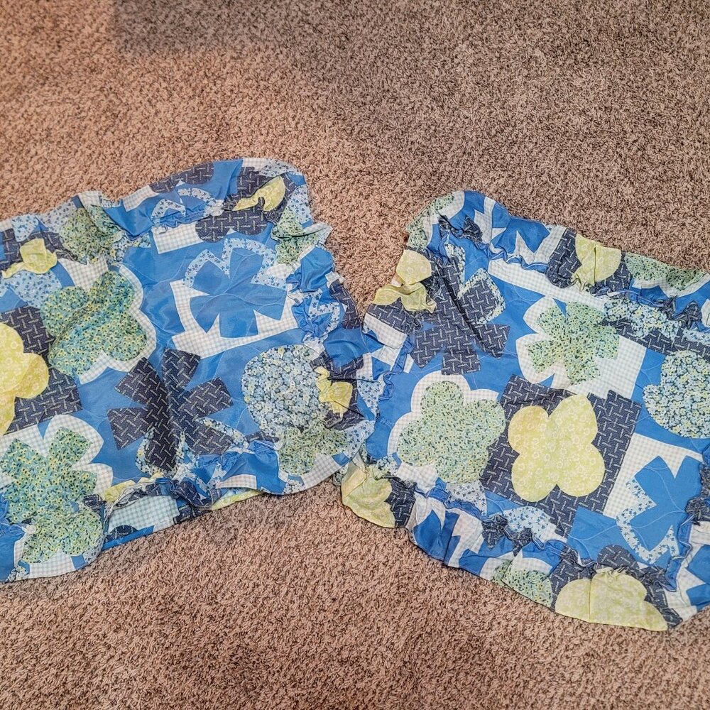 Vintage 70s Set Of 2 Standard Pillow Shams Retro Mod Flowers 24x18 JC Penney